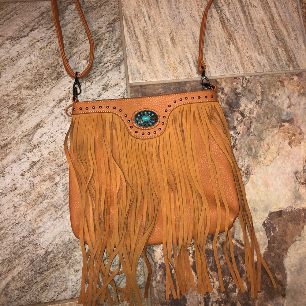 Leather fringe purse
